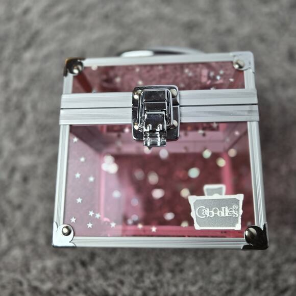 Caboodles Pink Plastic Case w Silver Accents & Iridescent Stars Suitcase Logo - Picture 7 of 9